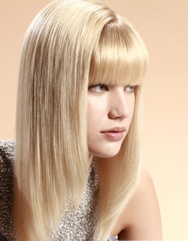 Soft Layered Haircut with Blunt Fringe 2014