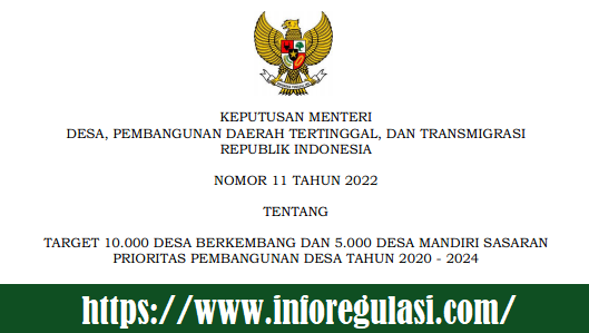 Kepmendesa PDTT Nomor 11 Tahun 2022