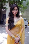 Sana Khan in Spicy Yellow Transparent Saree Blouse Lovely Pics