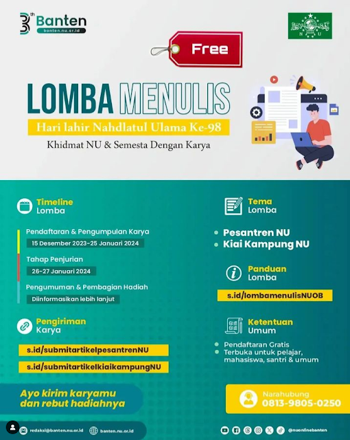 Lomba Menulis Hari Lahir Nahdlatul Ulama Ke 98