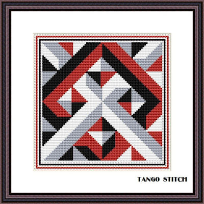 Geometric ornament cross stitch pattern - Tango Stitch