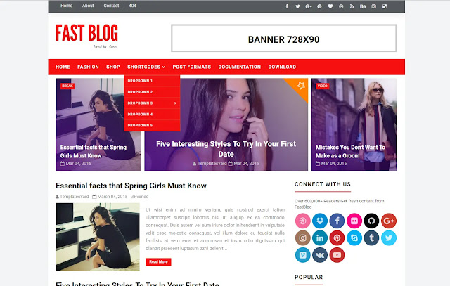 Fastblog Responsive Magazine Personal Blog Tutorial Viral Trending Sites News Faster Loading Blogger Template Theme