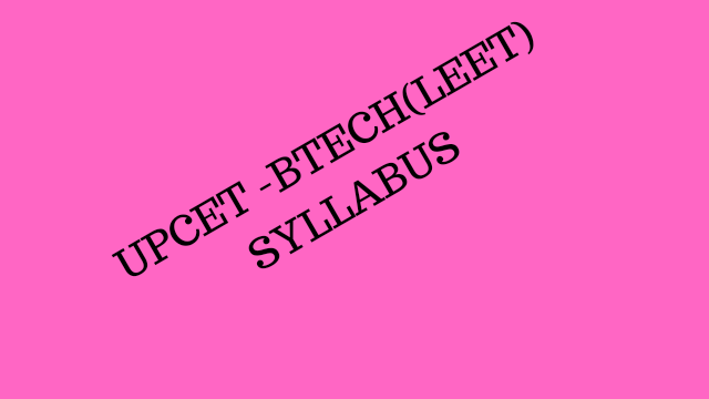 UPCET SYLLABUS 2020