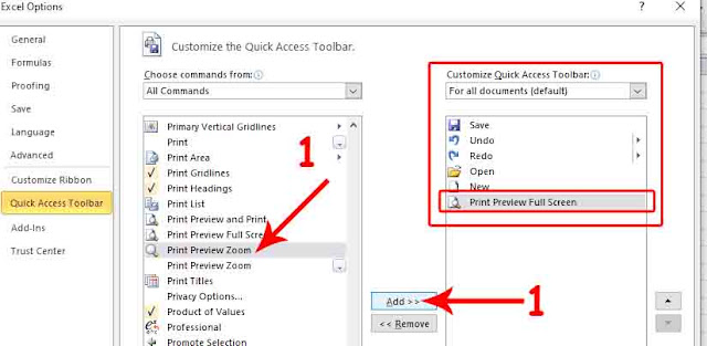 Cara Memunculkan Tombol Print Preview Di Excel 2010