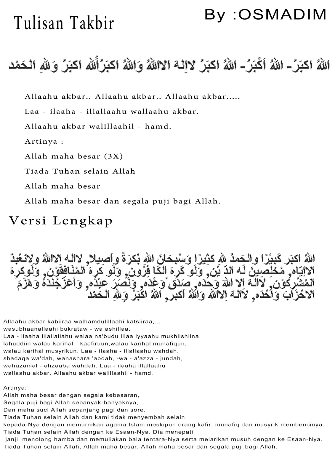 Kumpulan Takbiran Idul Adha Bahasa Arab Terbaru - Ala 