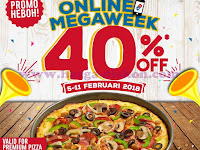 Promo DOMINOS PIZZA Terbaru Online MegaWeek Diskon 40% Periode 05 - 11 Februari 2018