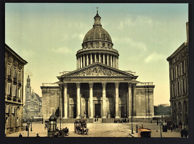 Old grey  image of the Pantheon in Paris