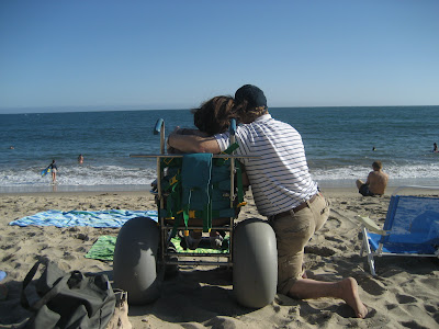 Beach wheelchairs come with large inflated tires instead of standard wheels