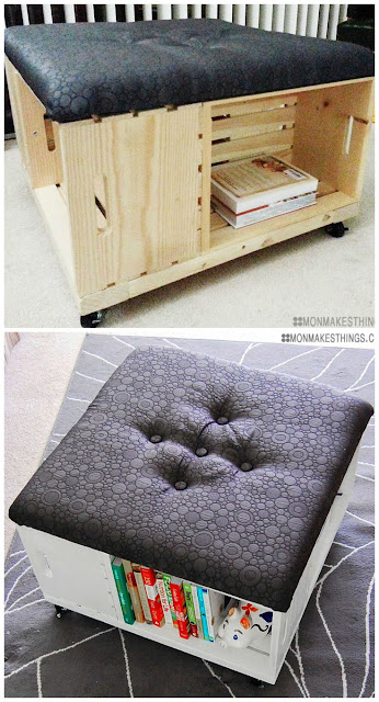  DIY ottoman and book storage