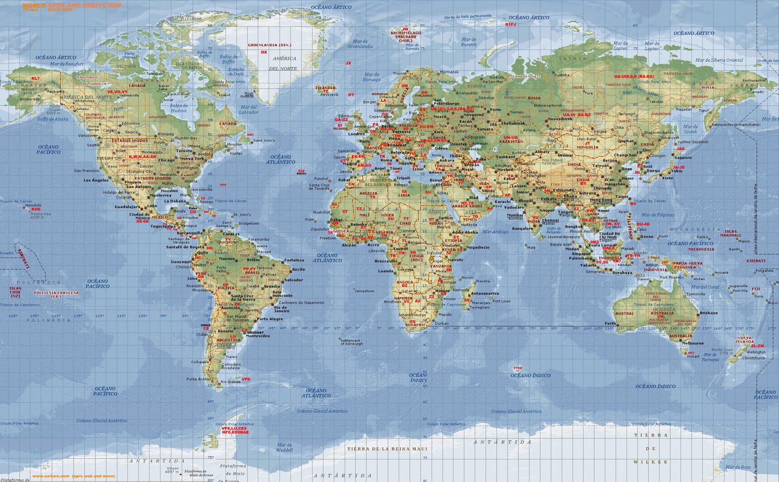 Mapa mundial con nombres