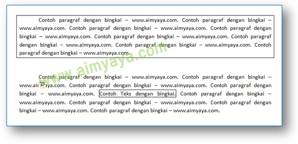 Gambar: Contoh hasil pembuatan bingkai pada Teks di Microsoft Word 2007