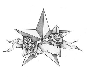 Rose Star Tattoo Design