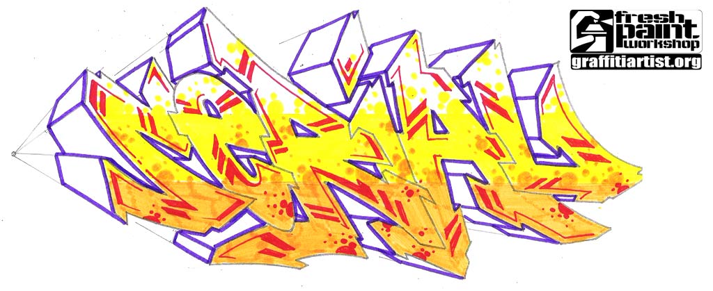 graffiti letters 3d. Sketch 3D Graffiti Letter