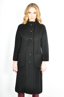 Vintage 1960's black wool Pierre Cardin mod coat.