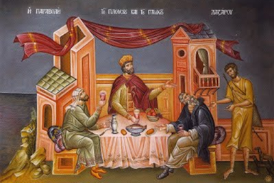 Orthodox Icon — Parable of the rich man and Lazarus 