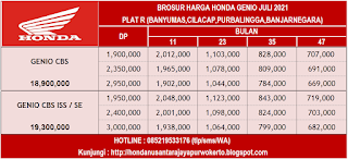 BROSUR HARGA HONDA GENIO JULI 2021 CILACAP