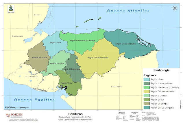 mapa regiones de honduras