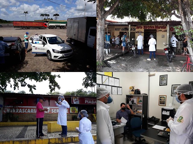 Milagres - CE  equipe da UBS do Distrito do Fronteiro realiza trabalho de distribuição de máscaras a população 
