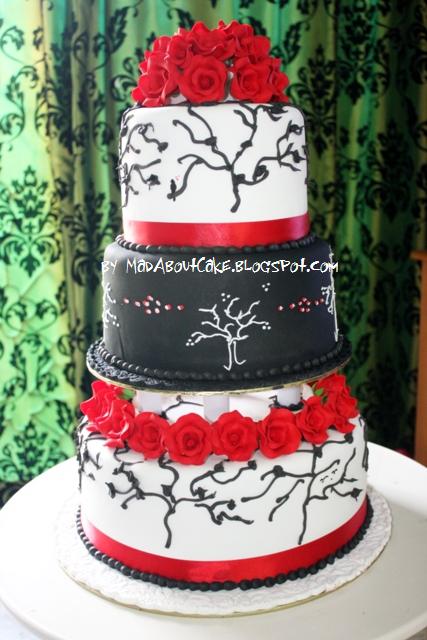 red and black unique wedding cakes