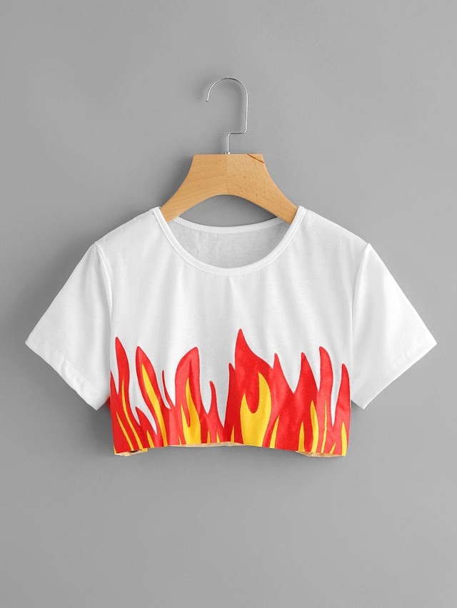 Fire Print Crop Tee