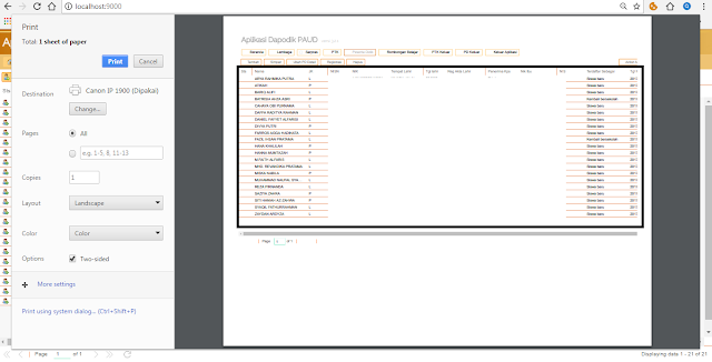 cara print out halaman peserta didik di dapodik PAUD