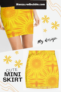Yellow sun flowers pattern Mini Skirt.