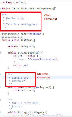 creating comments for class and method
