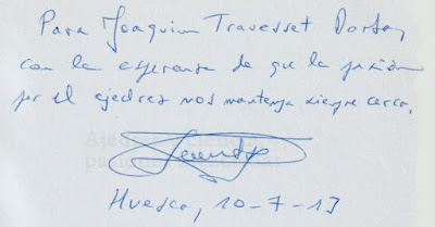 Dedicatoria de Leontxo García a Joaquim Travesset, 2013