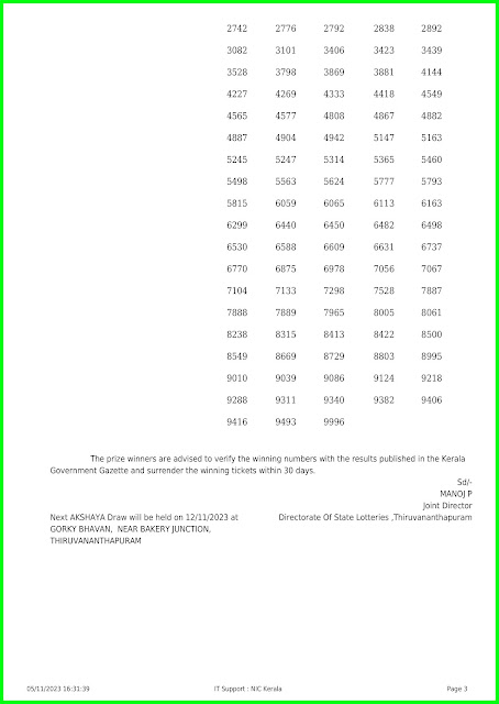 Off:> Kerala lottery result; 05.11.23 AKSHAYA Lottery Results Today "AK 624"