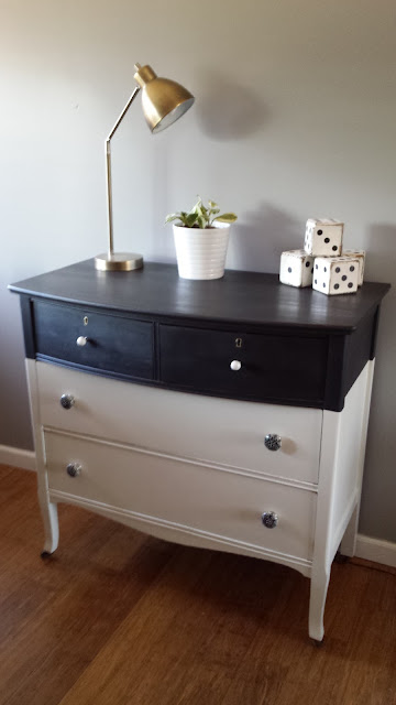 black and white farmhouse dresser