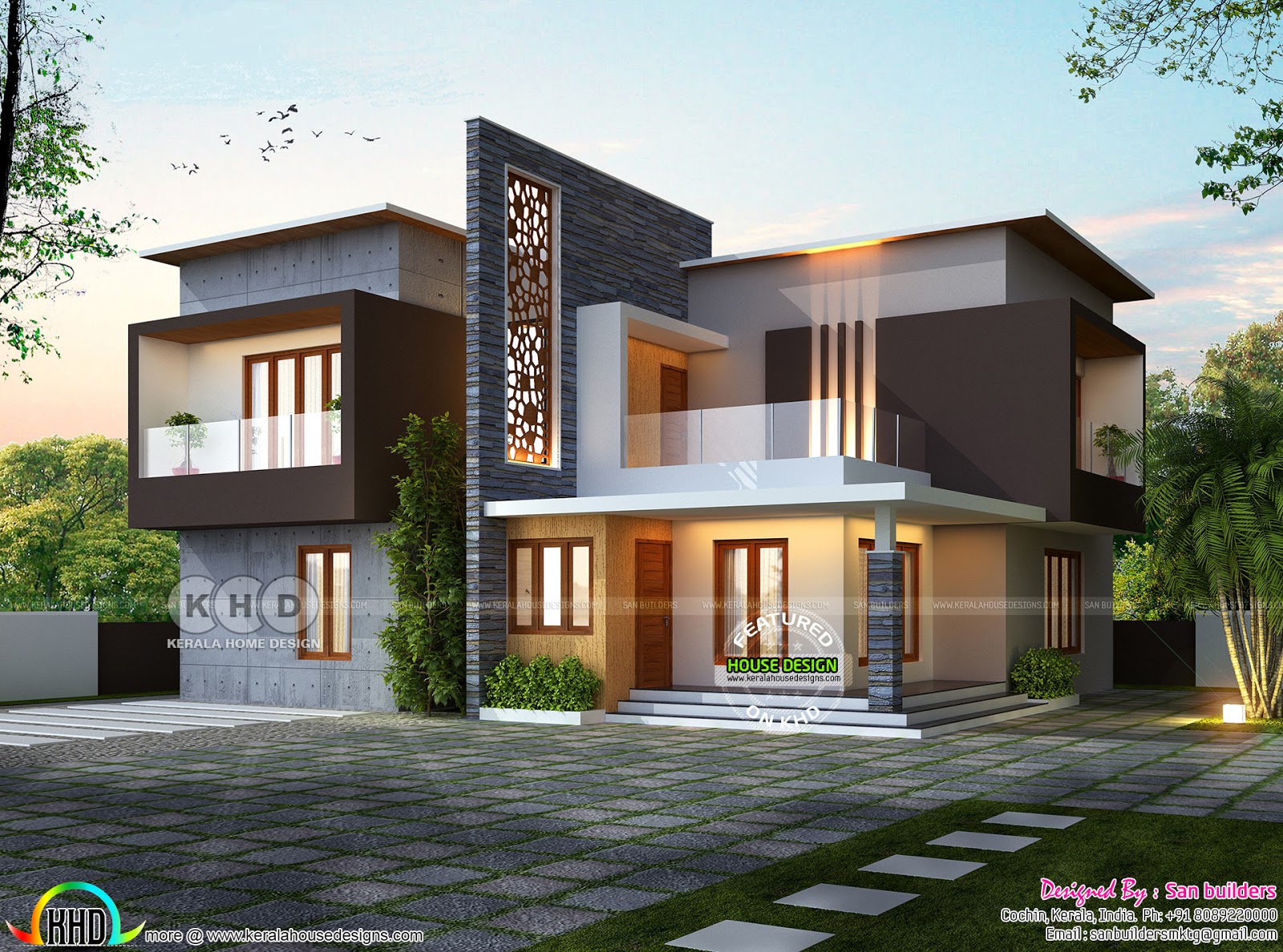 Awesome ultra modern contemporary house 2356 sq-ft - Kerala home design