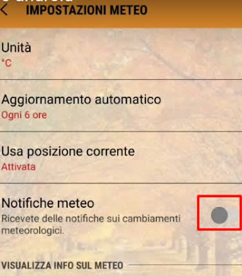 Come togliere le notifiche meteo su Android