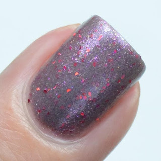 gray nail polish with violet sparkle