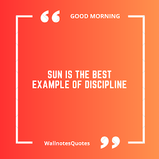 Good Morning Quotes, Wishes, Saying - wallnotesquotes -Sun is the best example of discipline.