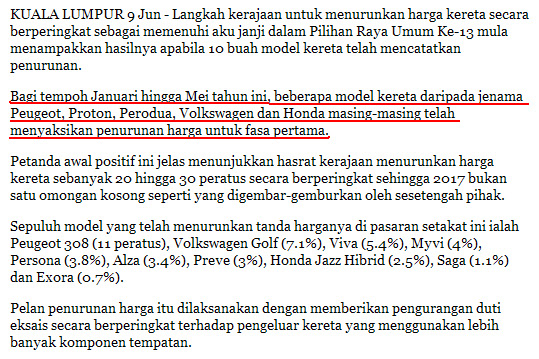 Najib turunkan harga 10 model kereta? - Anak Sungai Derhaka