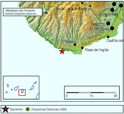 Terremoto sentido Las palmas de  Gran Canaria 21 noviembre 3,6 grados