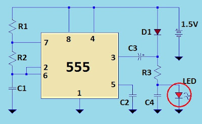 1.5Volt Led using 555 IC