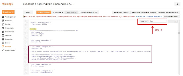 Buscando /* Tabs