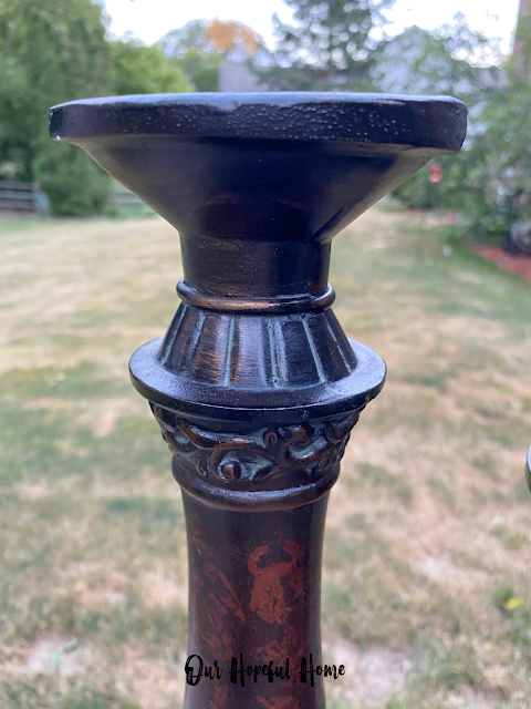 bronze detail candle holder