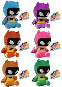 The Rainbow Batman Mopeez Plush Series by Funko - Blue Batman, Purple Batman, Orange Batman, Pink Batman, Yellow Batman & Green Batman