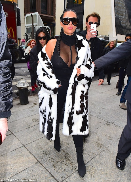 Kim Kardashian Is Fierce In Revealing Top And Classy In Cruella de Vil-inspired Fur Coat In Preparation For New York Fashion Week