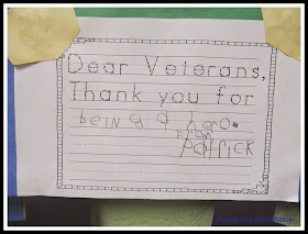 Veteran's Day Writing in Kindergarten at RainbowsWithinReach