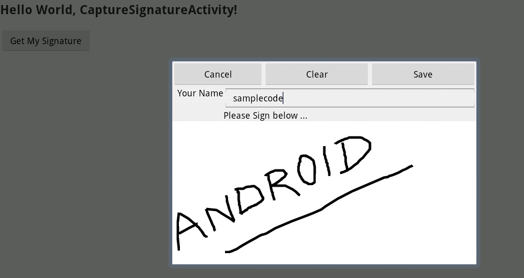 Android capture signature using Canvas and save in png format