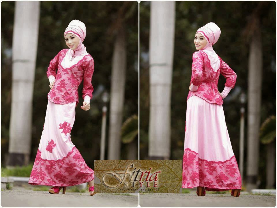 Model Gaun Pesta Muslim Dari Bahan Brokat 
