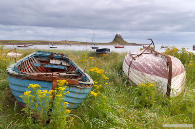 Holy Island harbour boats