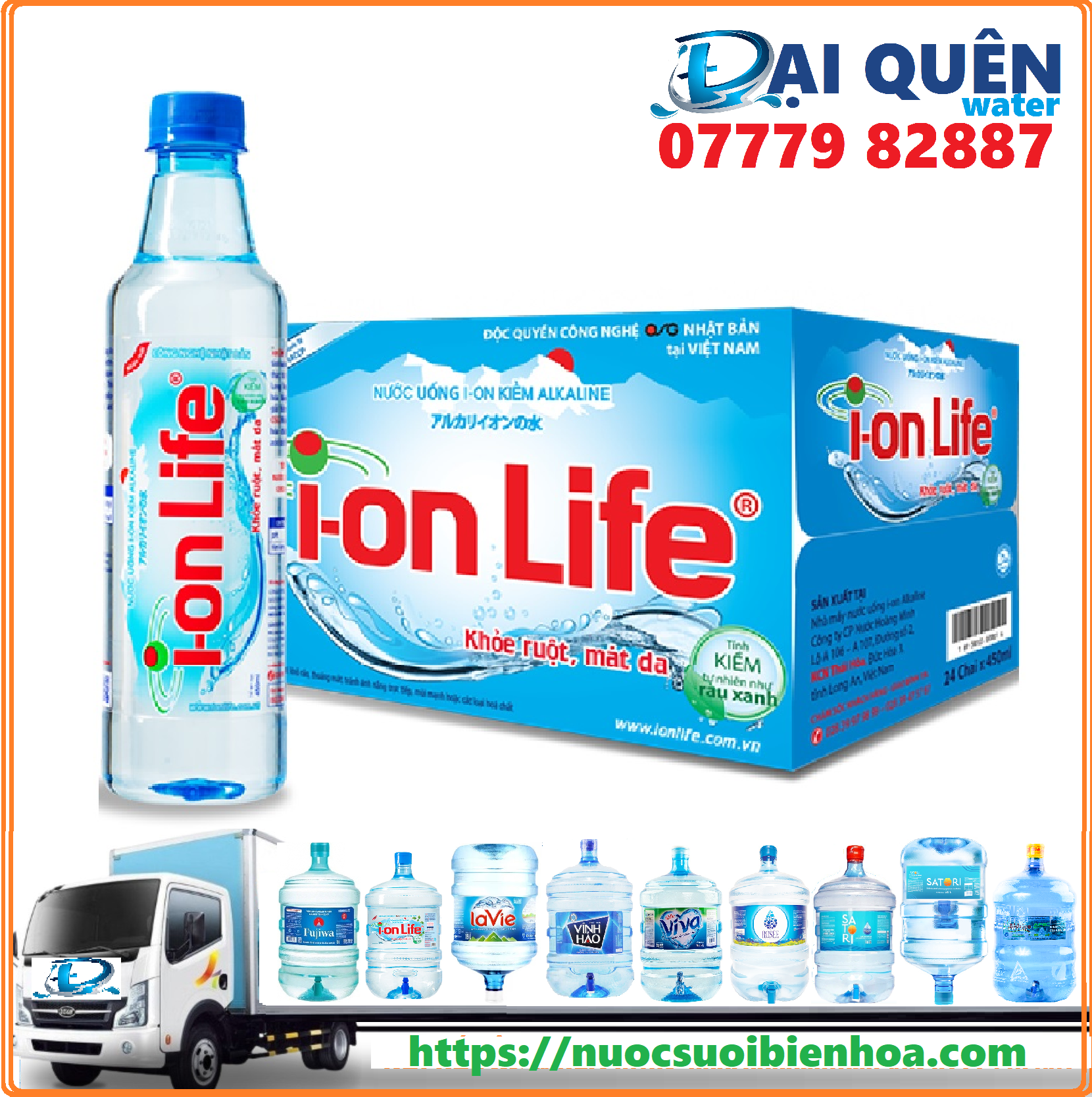 Thùng nước uống kiềm Ion Life 24 chai 450ml