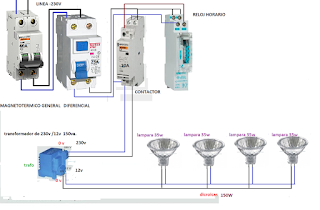 reloj horario contactor para transformador dicroicas