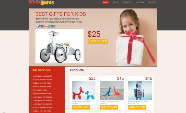 Free CSS HTML Red Kids Joys Pink Gray Brown Web 20 Website Template 