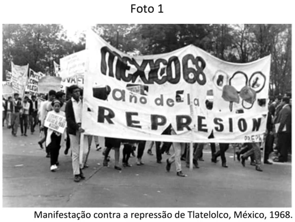 Manifestação contra a repressão de Tlatelolco, México, 1968