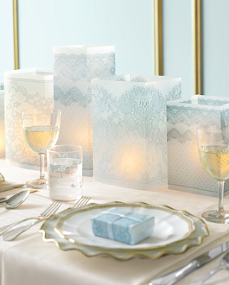 lace wedding luminaries These simple square lace luminaries are beautiful 